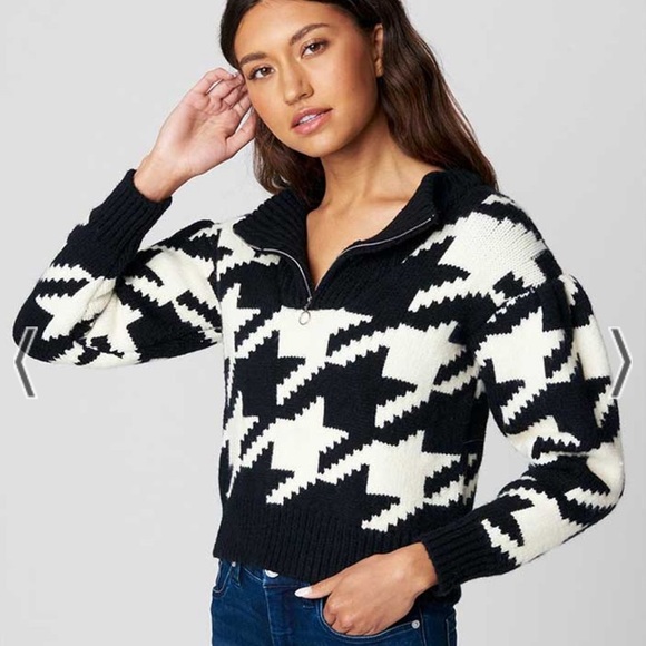 BLANKNYC I'M Royalty Quarter Zip Houndstooth Sweater - Picture 2 of 5
